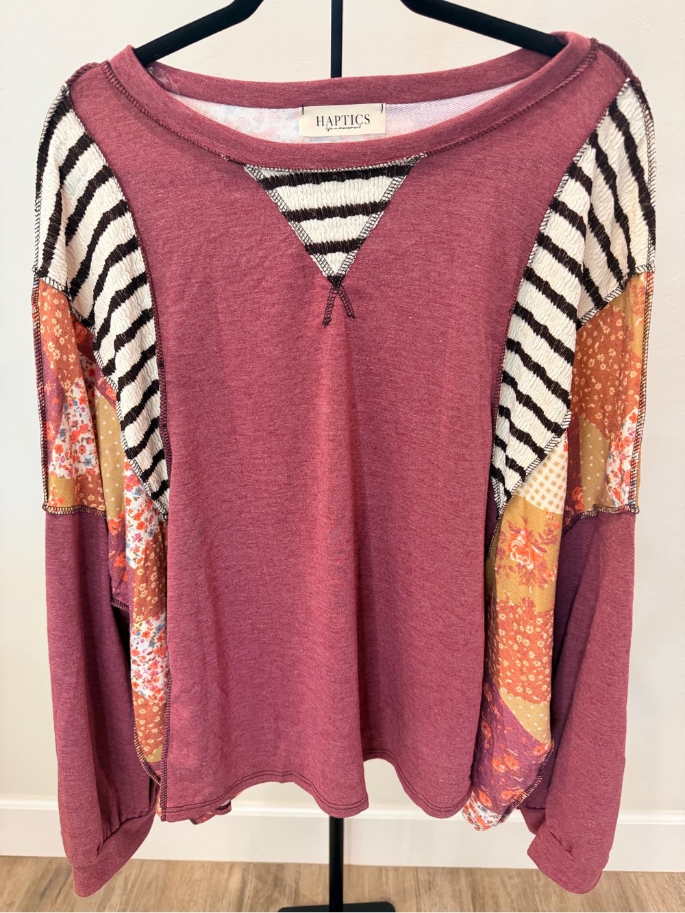 Haptics Patchwork Boho Top – Size 1X | Oversized Fit | NWOT